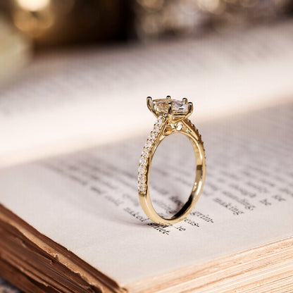 Marquise Shaped Three Stone Lab Grown Diamond Engagement Ring