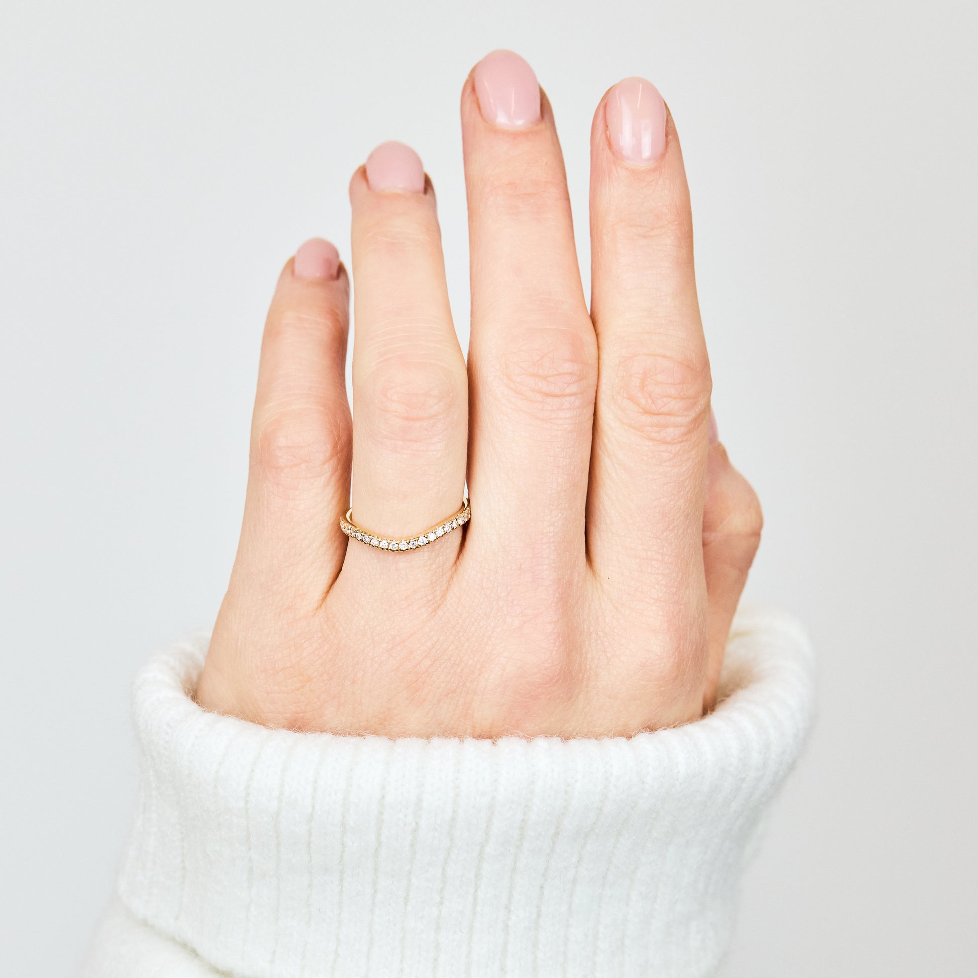 0.25 TCW Round Shaped Half Eternity Lab Grown Diamond Wedding Band