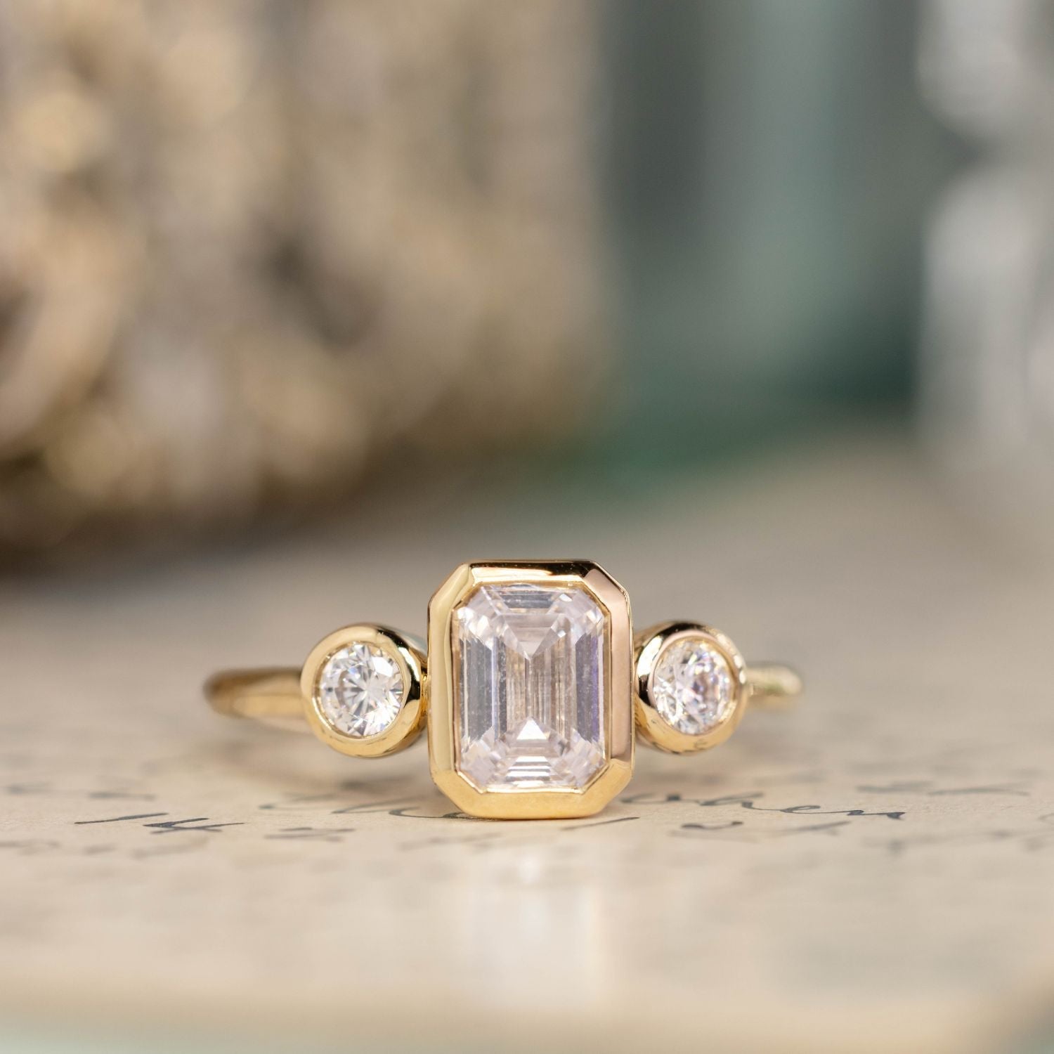 Marquise Shaped Three Stone Lab Grown Diamond Engagement Ring