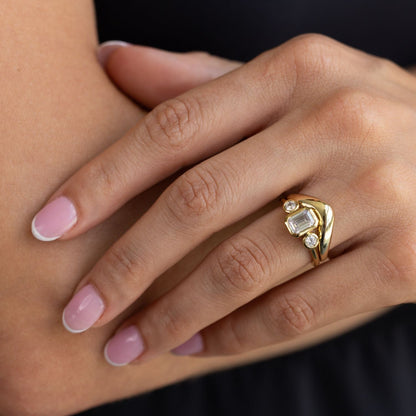 Marquise Shaped Three Stone Lab Grown Diamond Engagement Ring