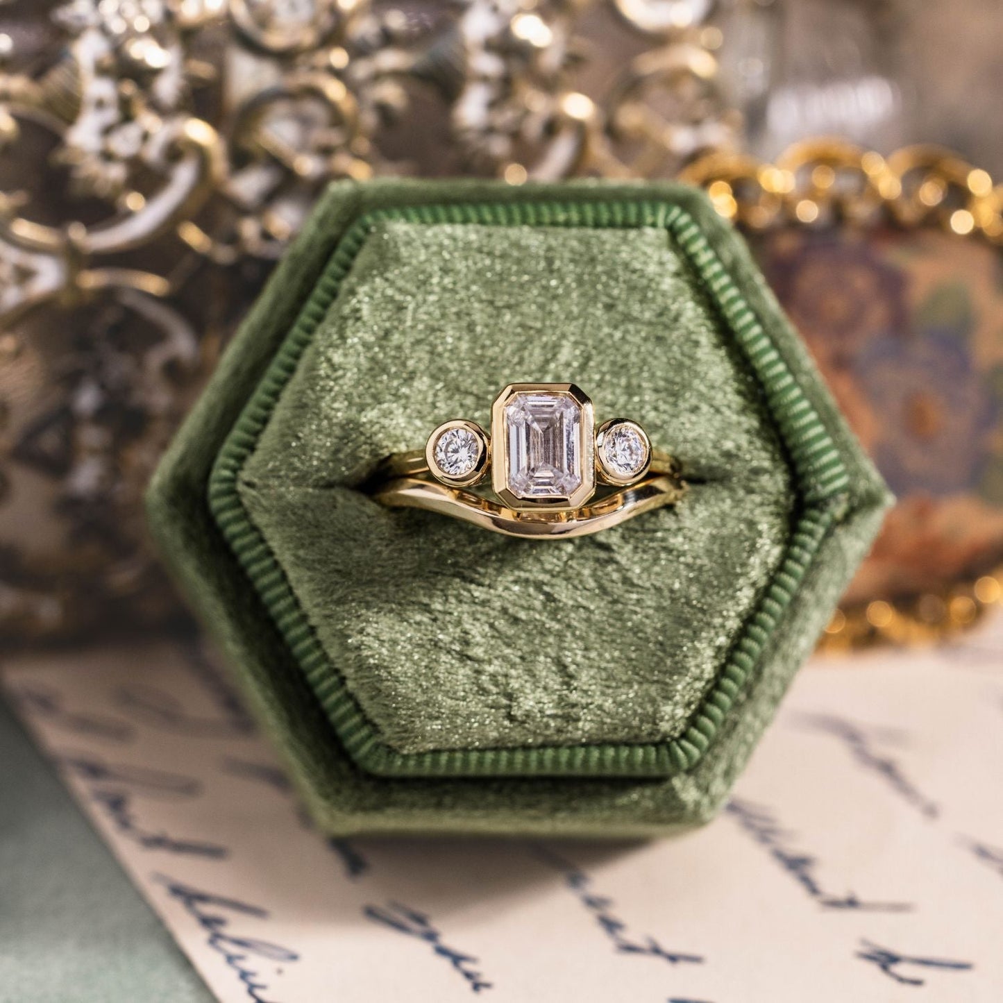 Marquise Shaped Three Stone Lab Grown Diamond Engagement Ring