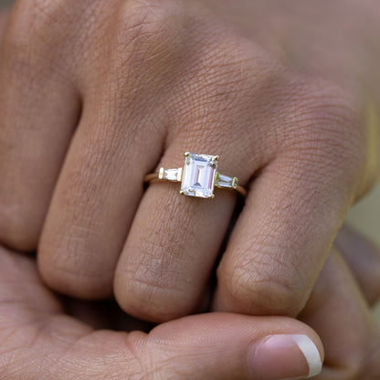 Marquise Shaped Three Stone Lab Grown Diamond Engagement Ring