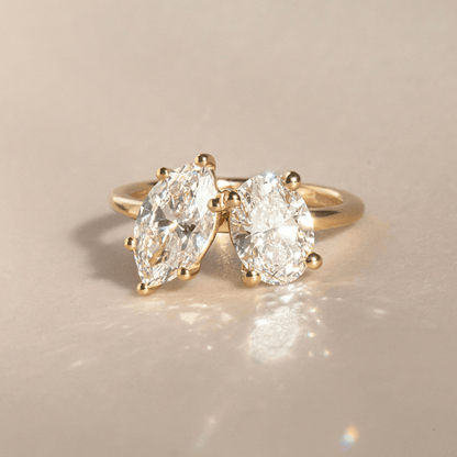 Marquise Shaped Three Stone Lab Grown Diamond Engagement Ring