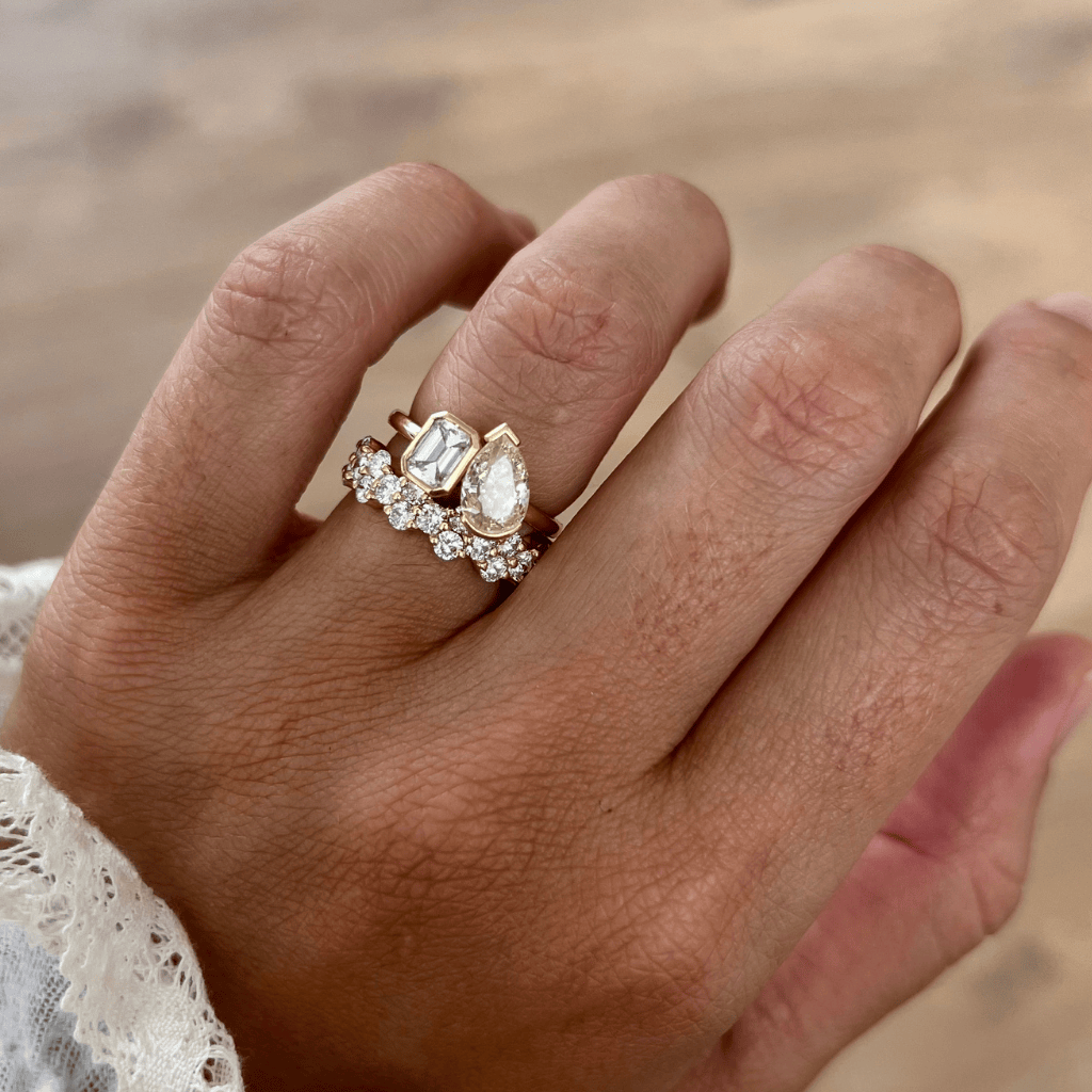 Marquise Shaped Three Stone Lab Grown Diamond Engagement Ring