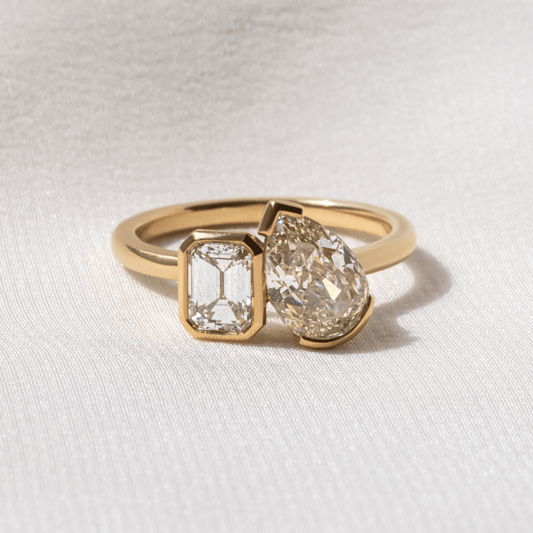 Marquise Shaped Three Stone Lab Grown Diamond Engagement Ring