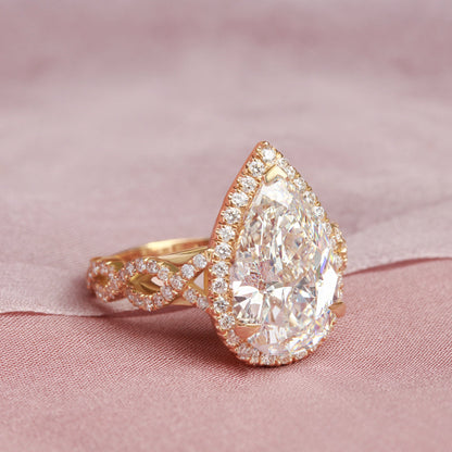 2.9 Carats Emerald Pave Styled Moissanite Engagement Ring