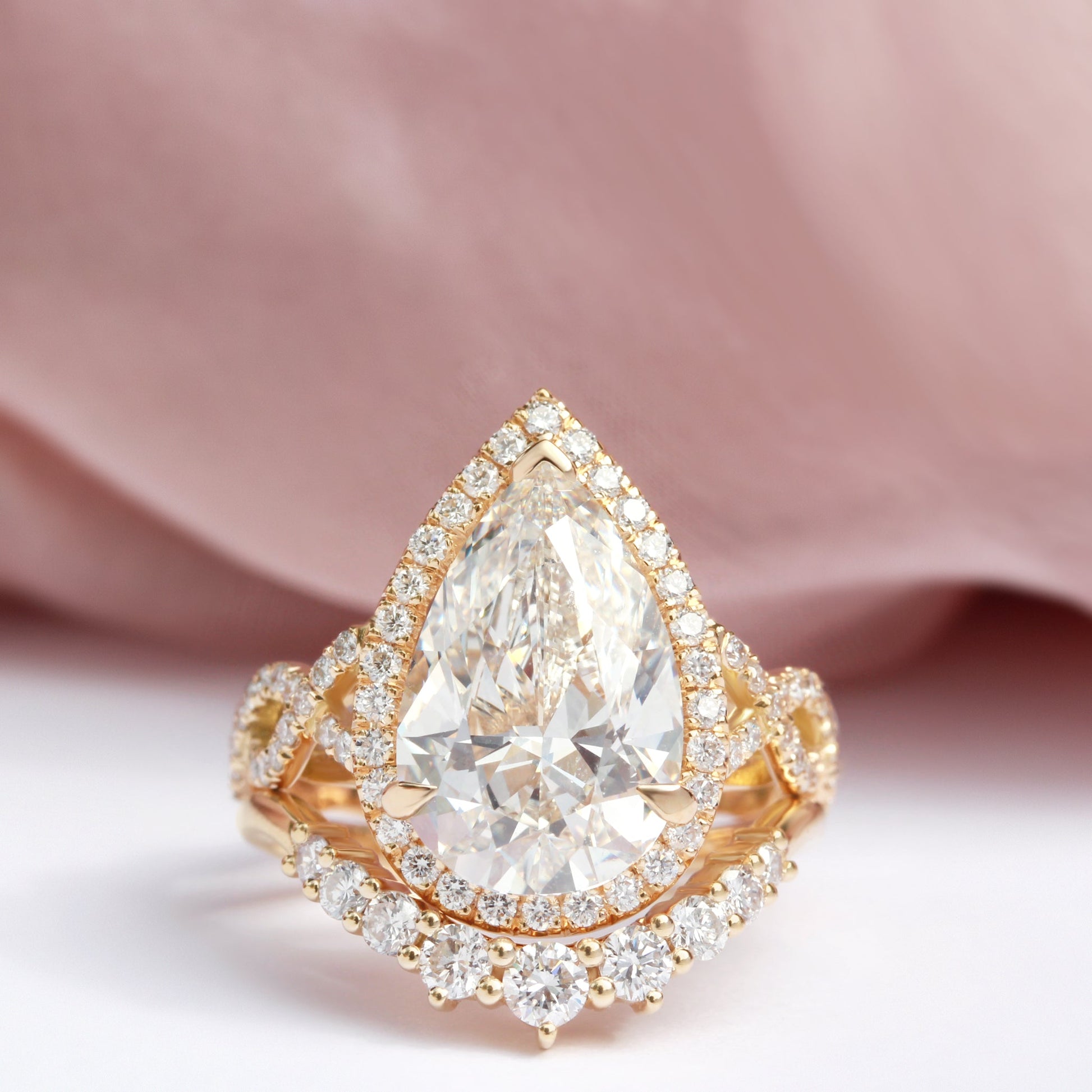 2.9 Carats Emerald Pave Styled Moissanite Engagement Ring