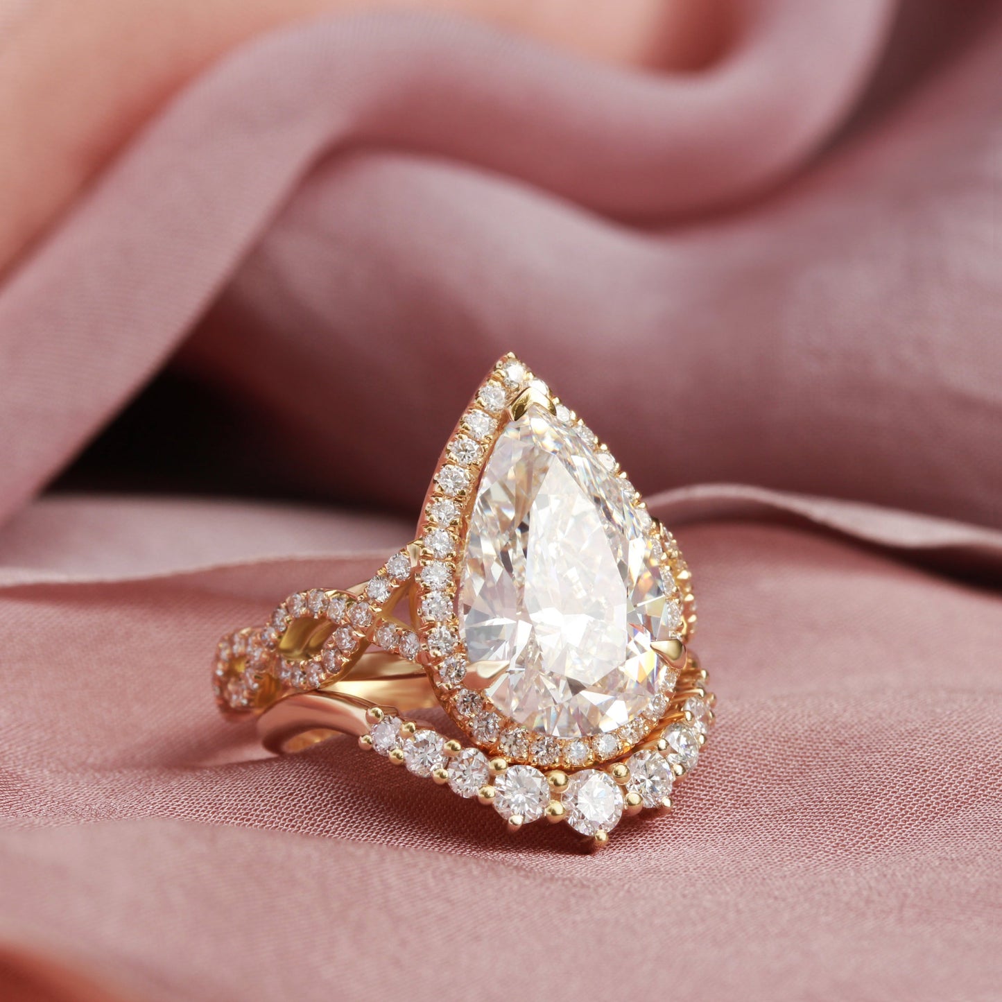 2.9 Carats Emerald Pave Styled Moissanite Engagement Ring