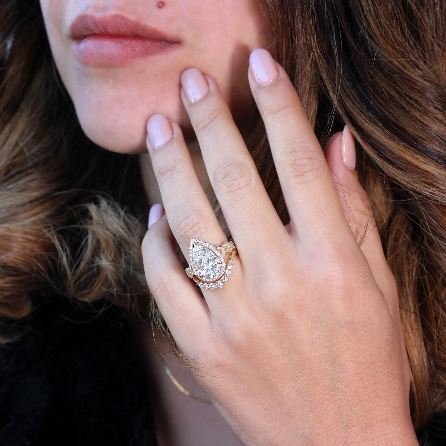 2.9 Carats Emerald Pave Styled Moissanite Engagement Ring