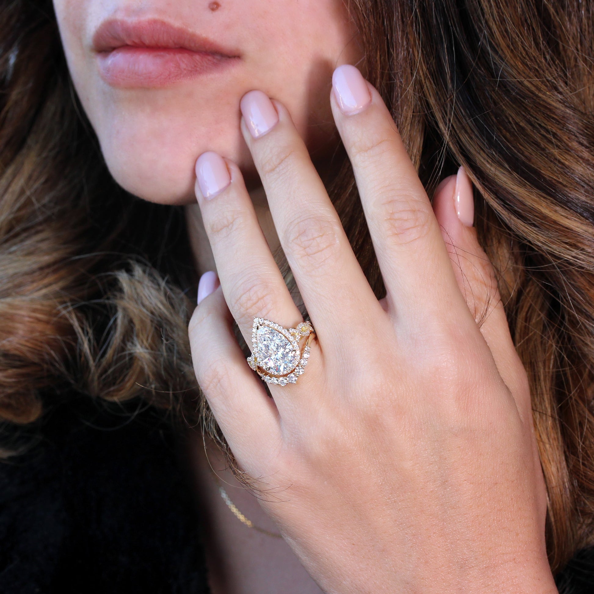 2.9 Carats Emerald Pave Styled Moissanite Engagement Ring