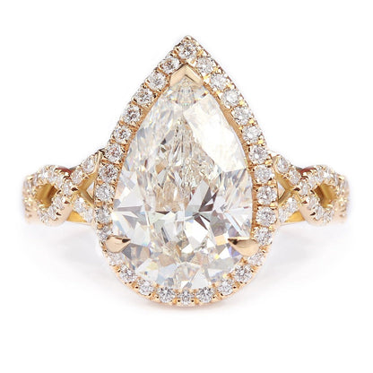 2.9 Carats Emerald Pave Styled Moissanite Engagement Ring
