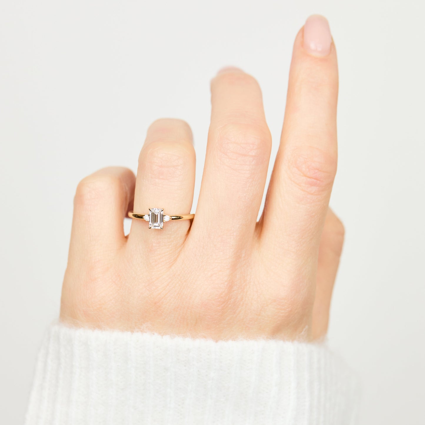 Marquise Shaped Three Stone Lab Grown Diamond Engagement Ring