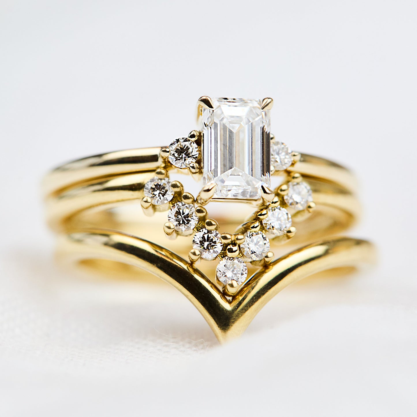 Marquise Shaped Three Stone Lab Grown Diamond Engagement Ring