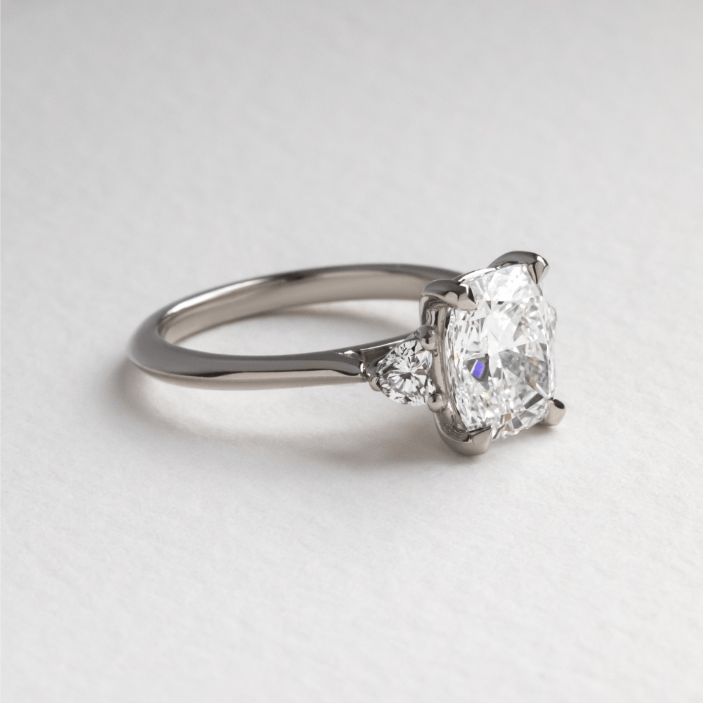 Marquise Shaped Three Stone Lab Grown Diamond Engagement Ring