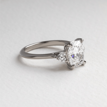 Marquise Shaped Three Stone Lab Grown Diamond Engagement Ring