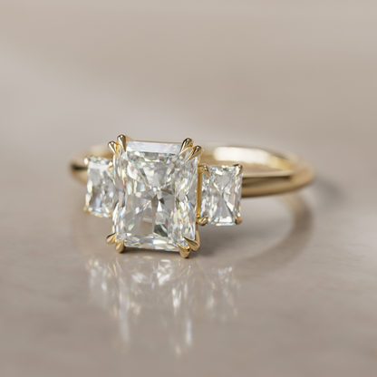 Marquise Shaped Three Stone Lab Grown Diamond Engagement Ring