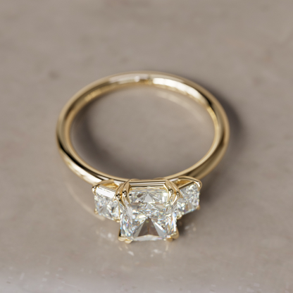 Marquise Shaped Three Stone Lab Grown Diamond Engagement Ring
