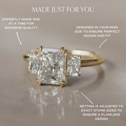 Marquise Shaped Three Stone Lab Grown Diamond Engagement Ring