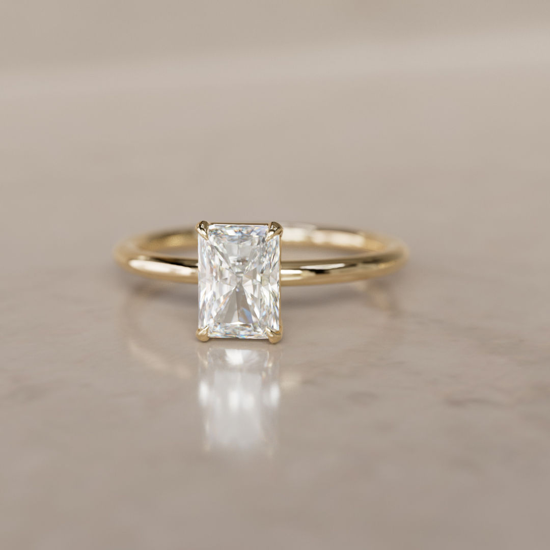 Marquise Shaped Three Stone Lab Grown Diamond Engagement Ring