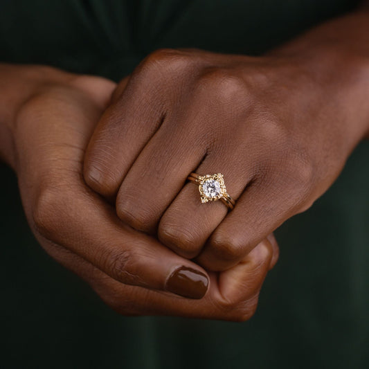 Marquise Shaped Three Stone Lab Grown Diamond Engagement Ring