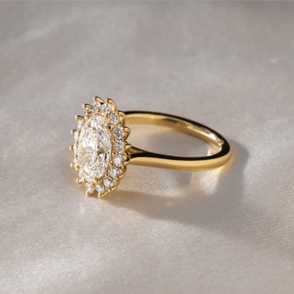 Marquise Shaped Three Stone Lab Grown Diamond Engagement Ring
