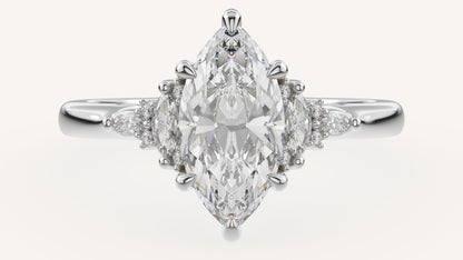 Marquise Shaped Three Stone Lab Grown Diamond Engagement Ring