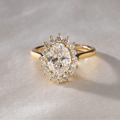 Marquise Shaped Three Stone Lab Grown Diamond Engagement Ring