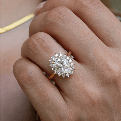 Marquise Shaped Three Stone Lab Grown Diamond Engagement Ring
