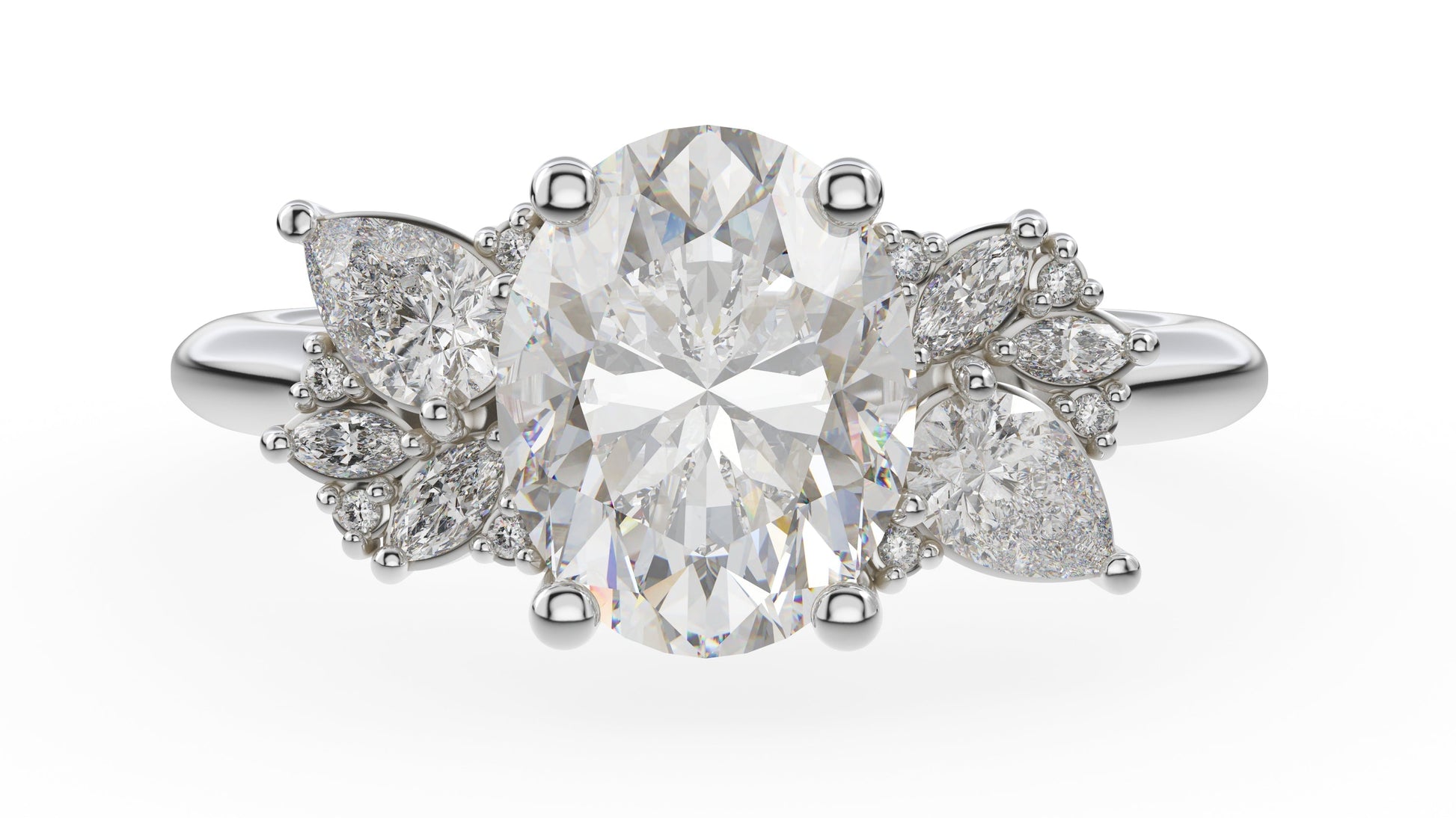 Marquise Shaped Three Stone Lab Grown Diamond Engagement Ring