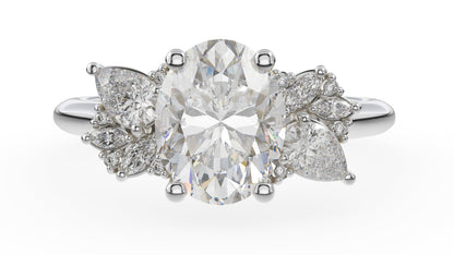 Marquise Shaped Three Stone Lab Grown Diamond Engagement Ring