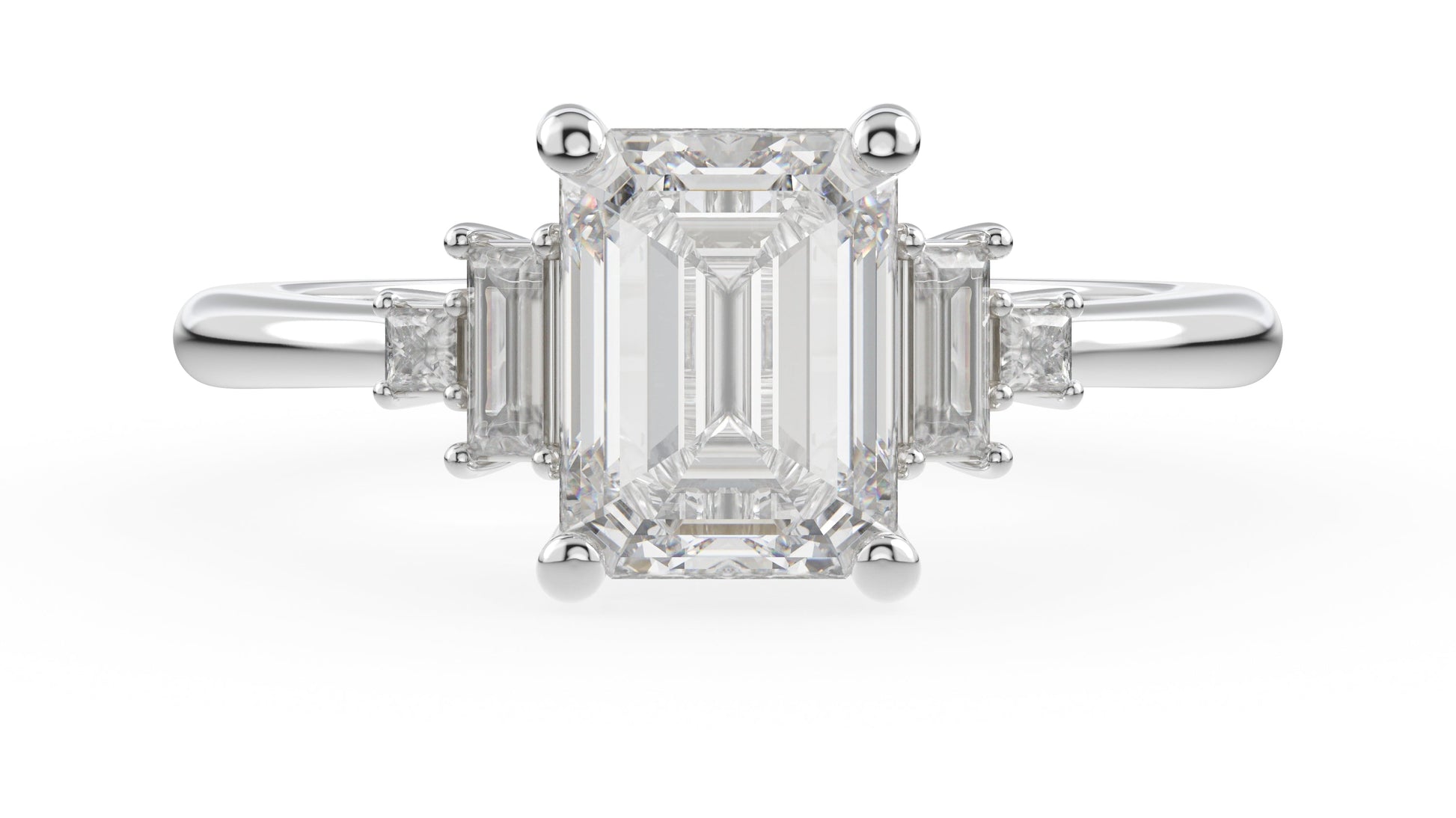 Marquise Shaped Three Stone Lab Grown Diamond Engagement Ring