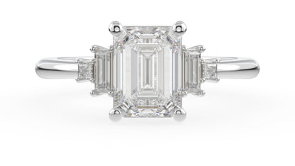 Marquise Shaped Three Stone Lab Grown Diamond Engagement Ring