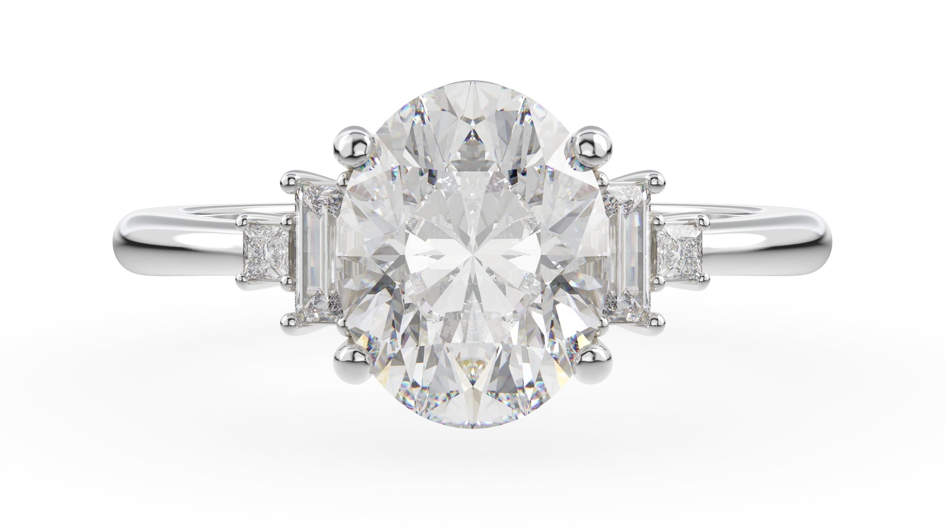Marquise Shaped Three Stone Lab Grown Diamond Engagement Ring