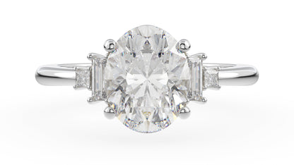 Marquise Shaped Three Stone Lab Grown Diamond Engagement Ring