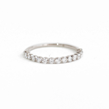 0.25 TCW Round Shaped Half Eternity Lab Grown Diamond Wedding Band