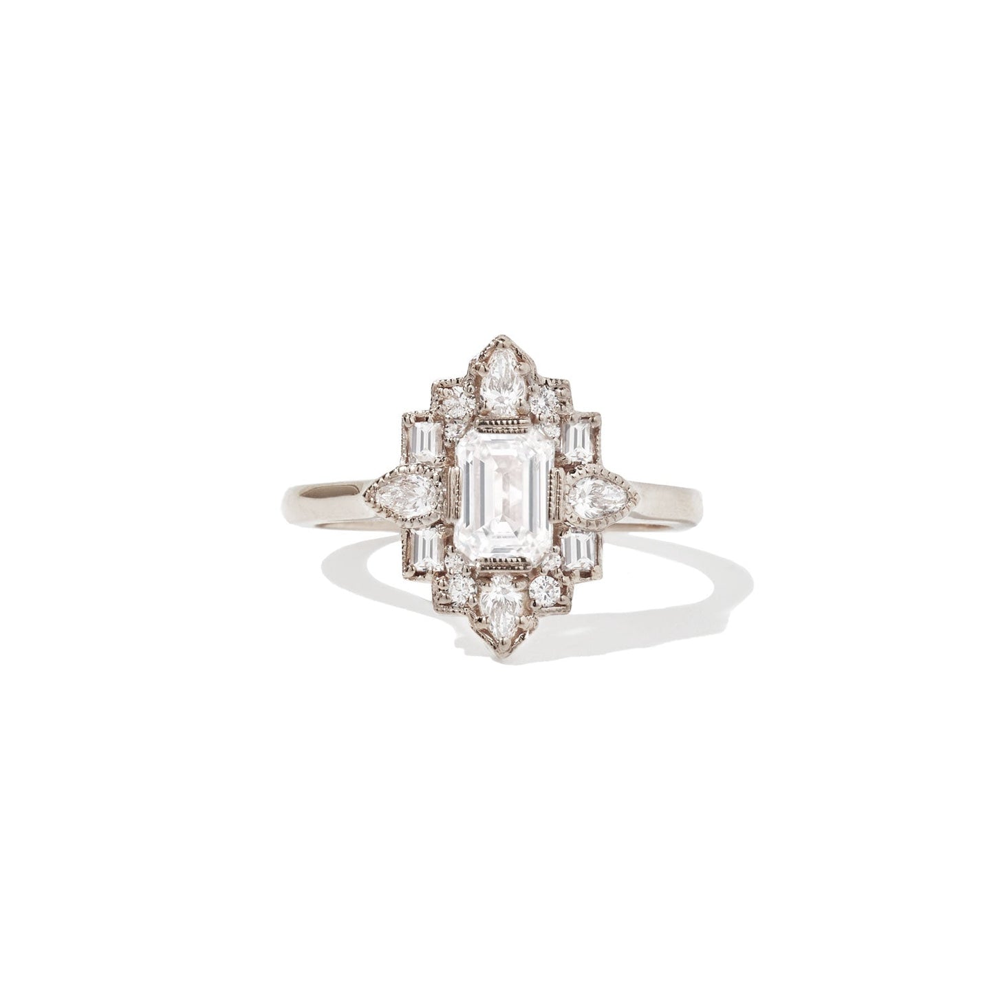 Marquise Shaped Three Stone Lab Grown Diamond Engagement Ring