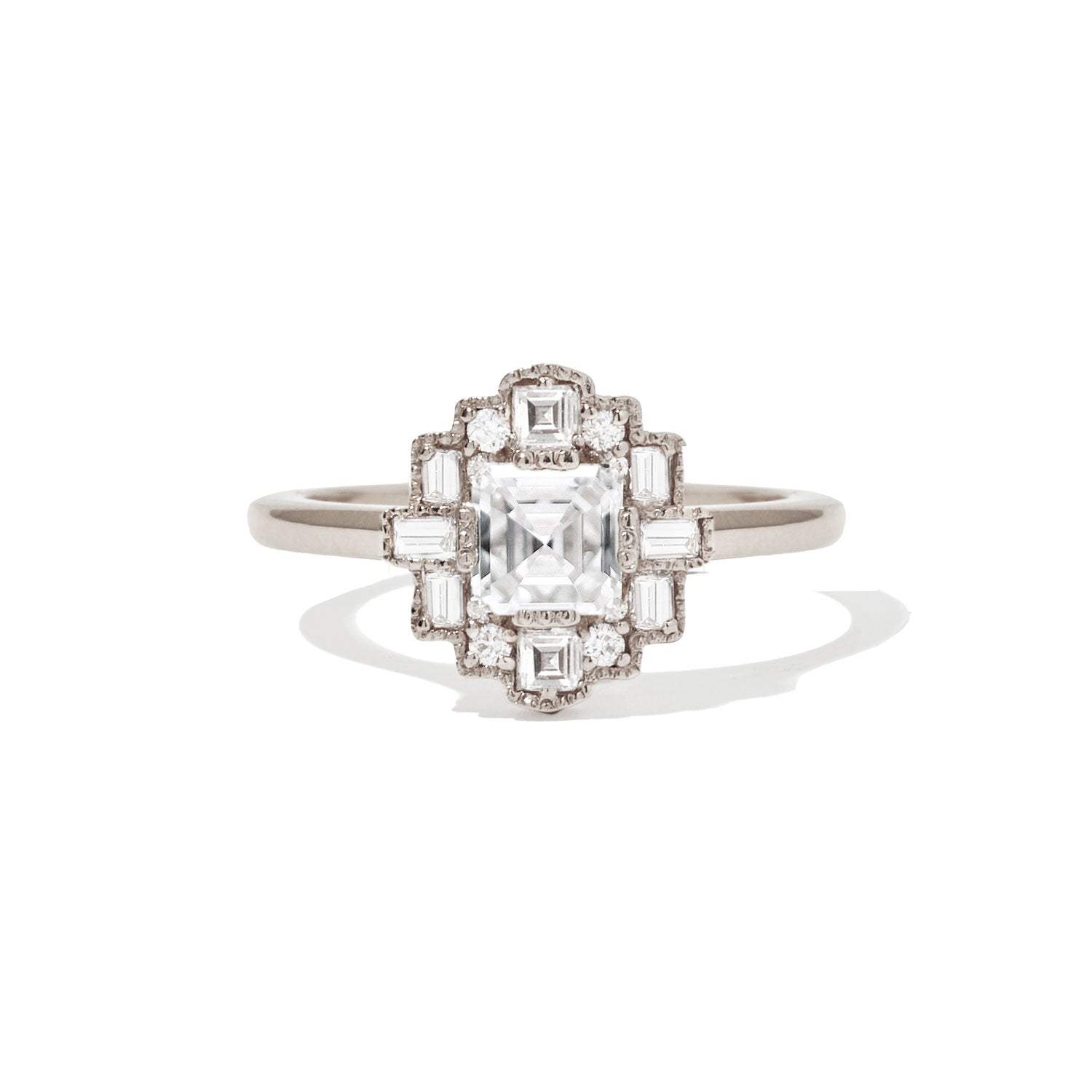 Marquise Shaped Three Stone Lab Grown Diamond Engagement Ring