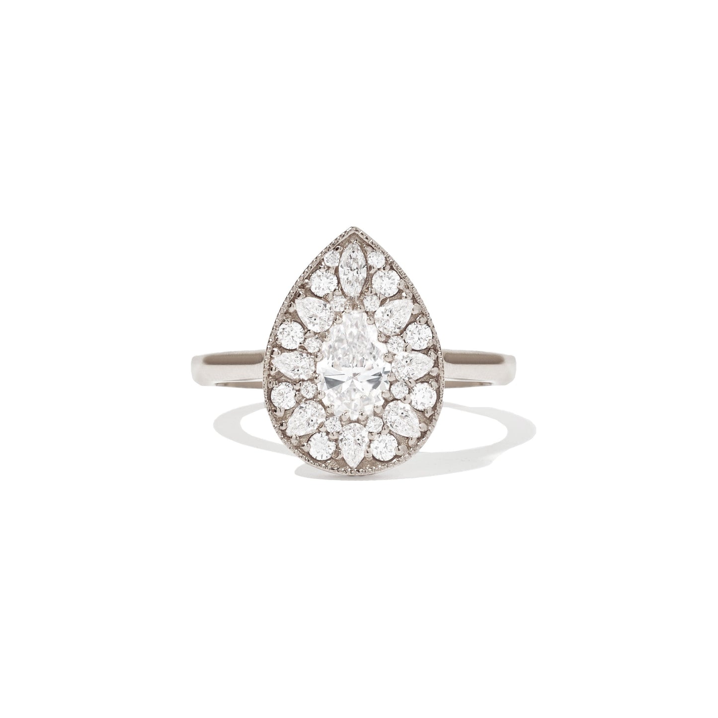 Marquise Shaped Three Stone Lab Grown Diamond Engagement Ring