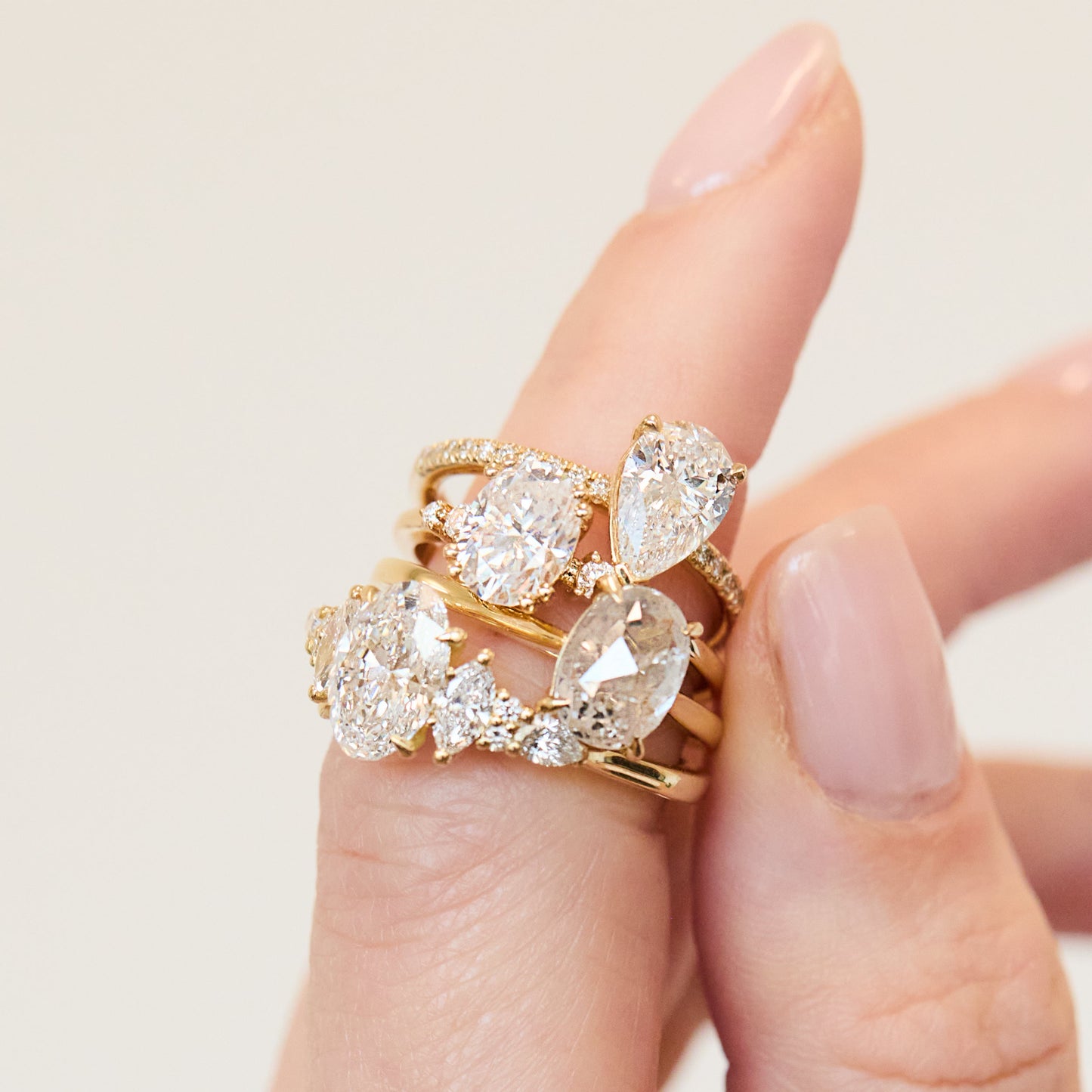 Marquise Shaped Three Stone Lab Grown Diamond Engagement Ring