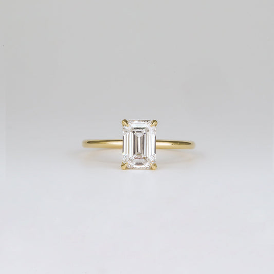 1.57 CT Emerald Shaped Solitaire Moissanite Engagement Ring