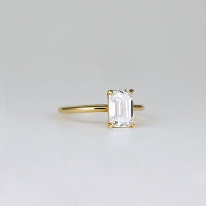 1.57 CT Emerald Shaped Solitaire Moissanite Engagement Ring