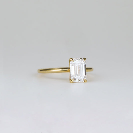 1.57 CT Emerald Shaped Solitaire Moissanite Engagement Ring