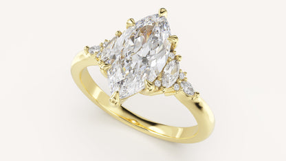 Marquise Shaped Three Stone Lab Grown Diamond Engagement Ring