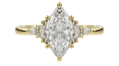Marquise Shaped Three Stone Lab Grown Diamond Engagement Ring