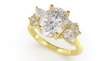 Marquise Shaped Three Stone Lab Grown Diamond Engagement Ring