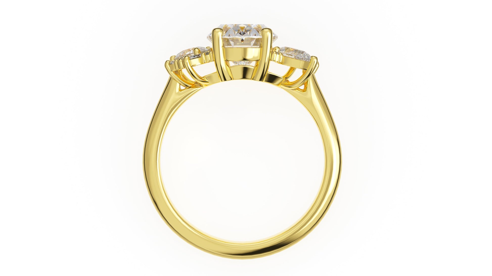 Marquise Shaped Three Stone Lab Grown Diamond Engagement Ring