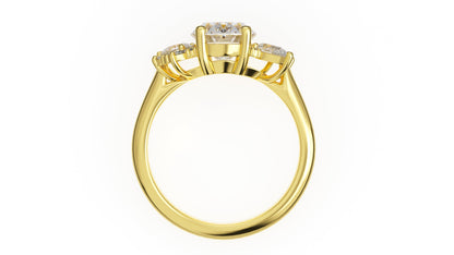 Marquise Shaped Three Stone Lab Grown Diamond Engagement Ring