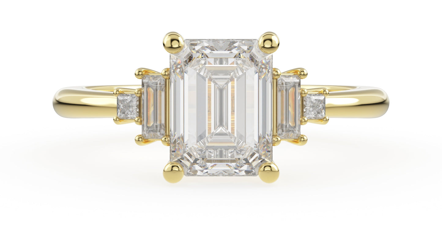 Marquise Shaped Three Stone Lab Grown Diamond Engagement Ring