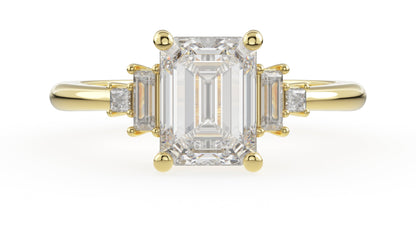 Marquise Shaped Three Stone Lab Grown Diamond Engagement Ring