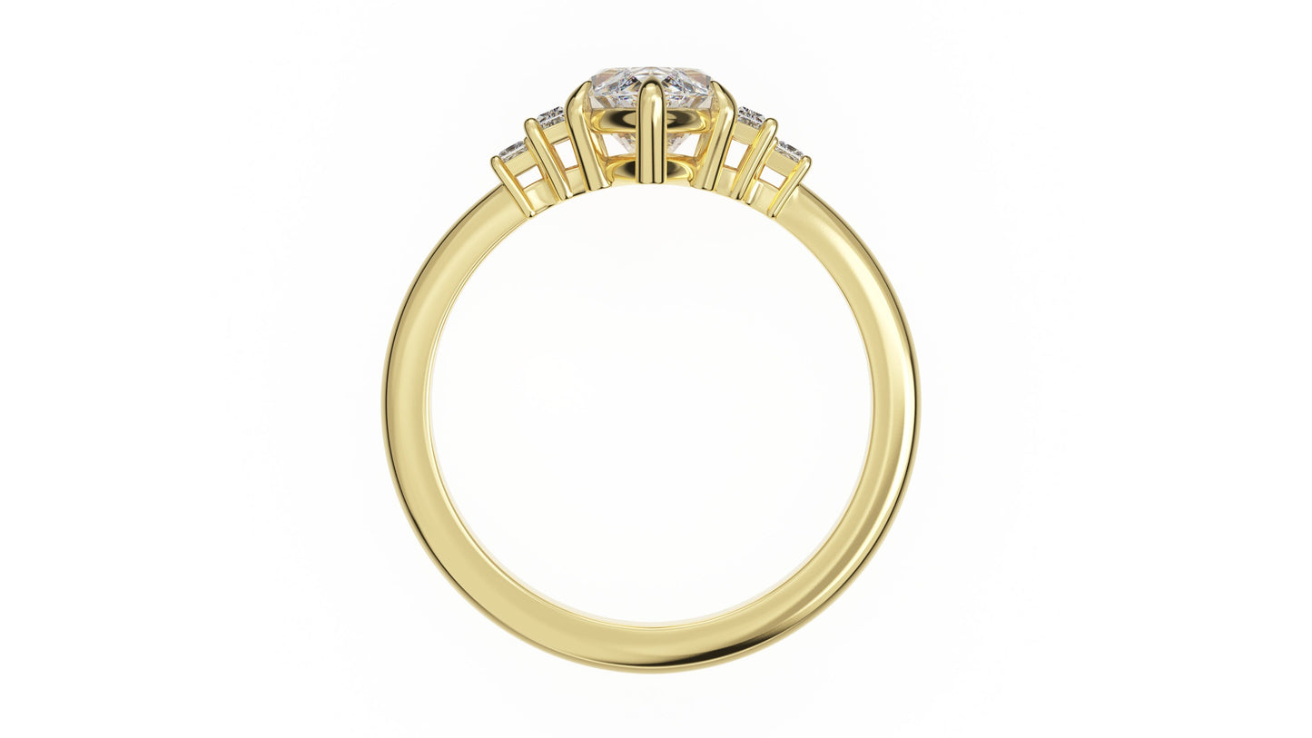 Marquise Shaped Three Stone Lab Grown Diamond Engagement Ring